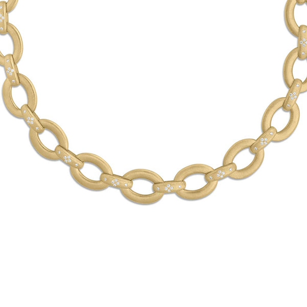 Duchessa Satin Finish & Diamond Accent Oval Link Collar - 1